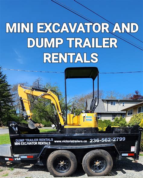 mini excavator in dump trailer